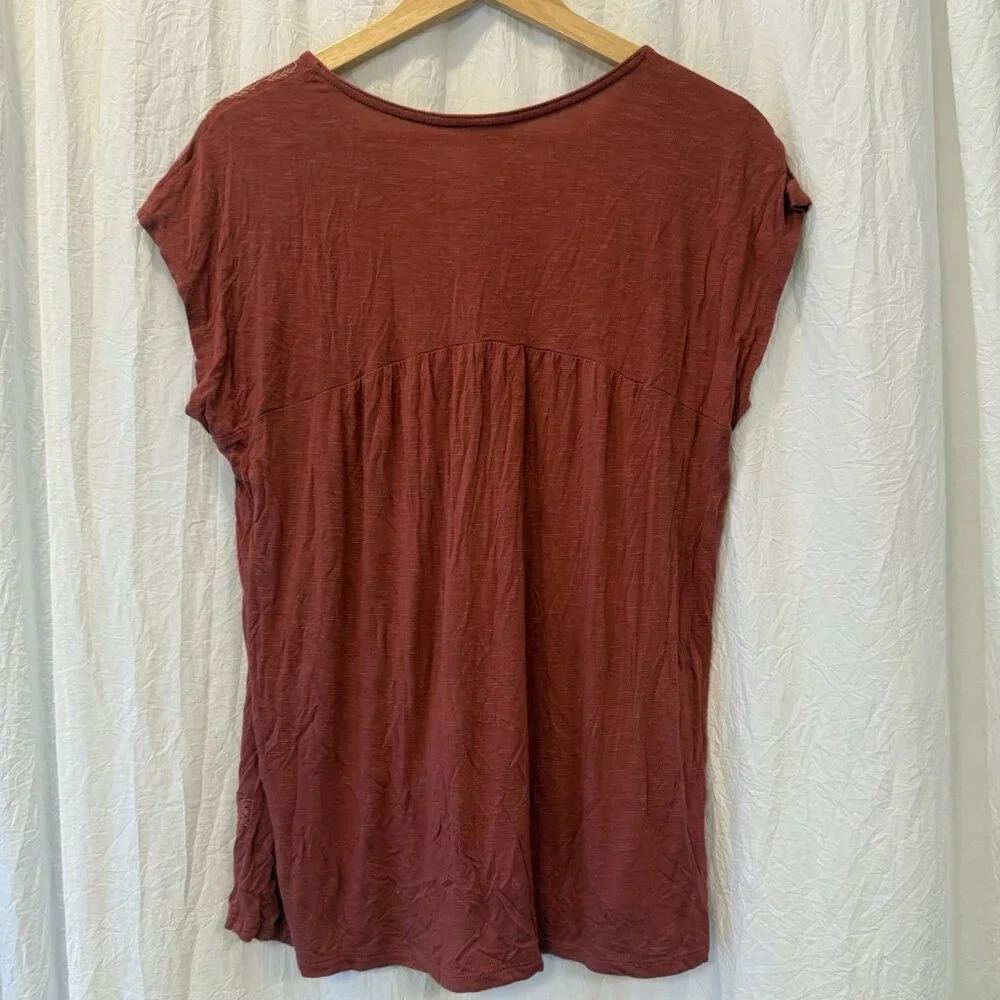 Knox Rose Rust‎ Colored Floral Embroidered Top XXL Feminine Pretty Boho Dainty - Picture 5 of 7